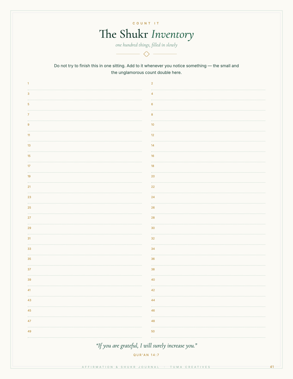 Muslim Affirmation & Shukr Journal β guides