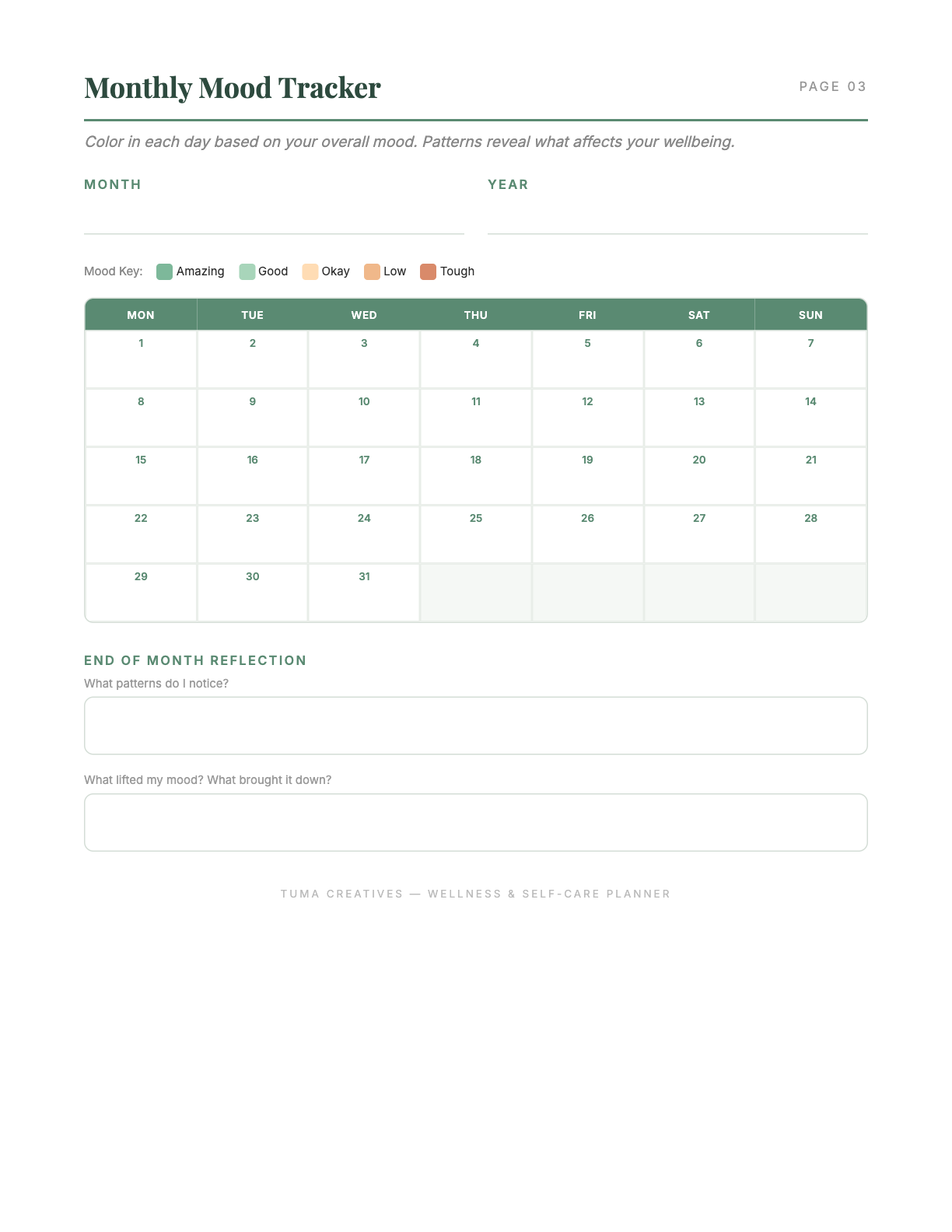 Wellness & Self-Care Planner