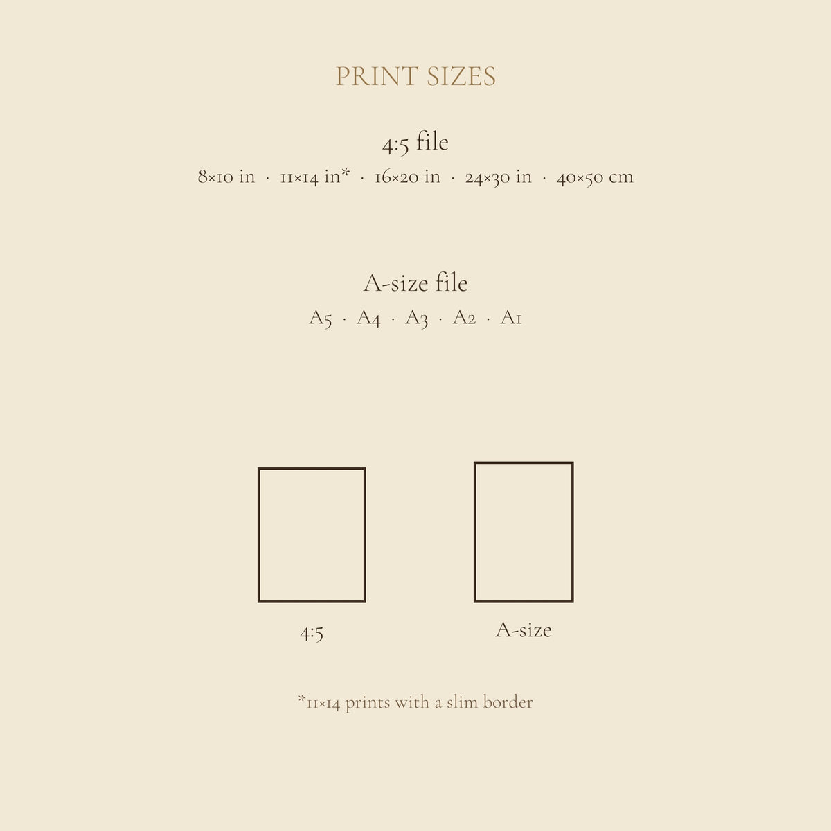 Print size guide for 4:5 and A-size files