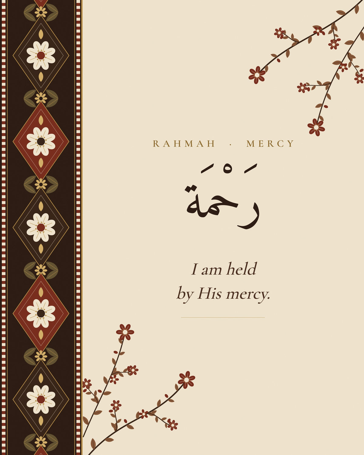 Rahmah Islamic affirmation wall art — Persian floral print