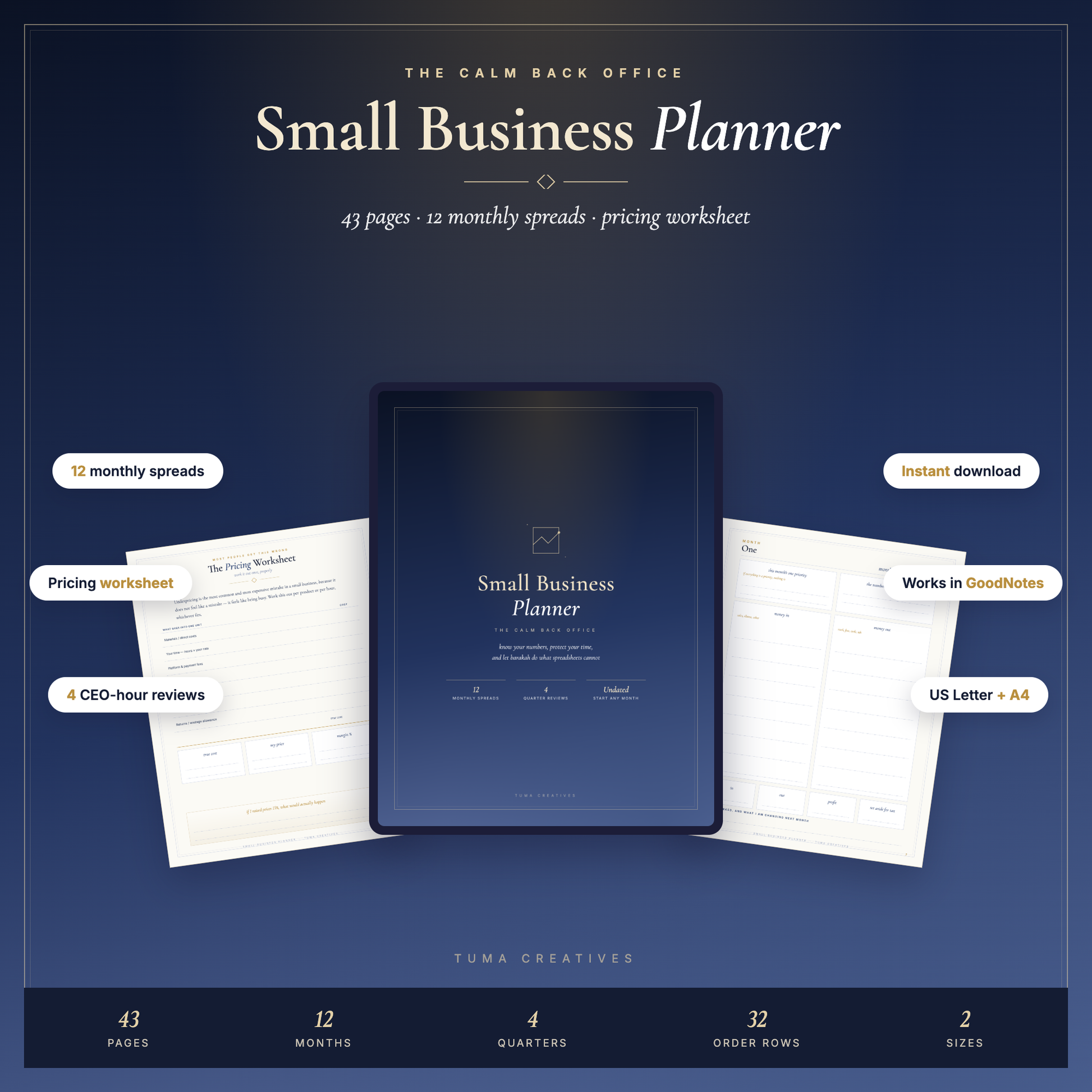 Small Business Planner — 43 pages, print and iPad