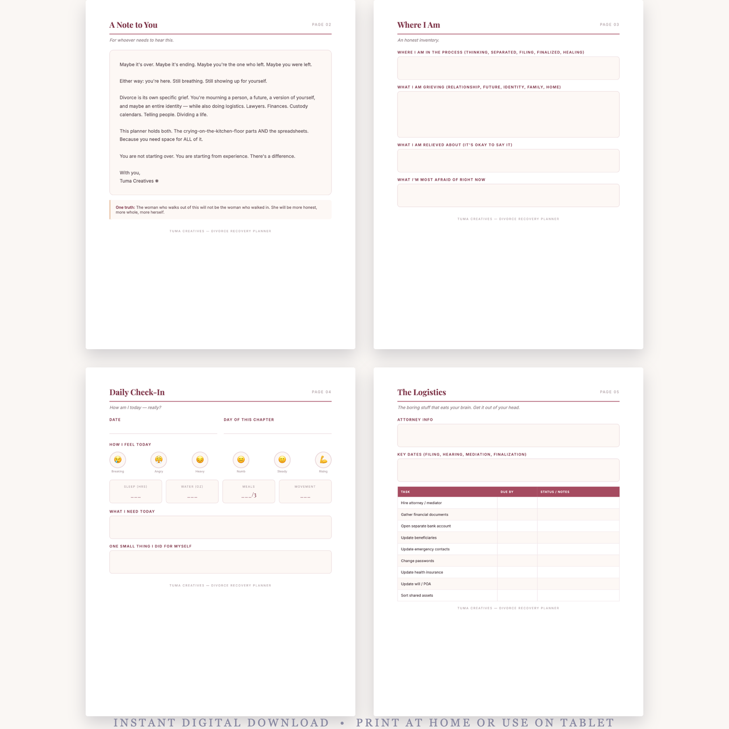 Divorce Recovery Planner