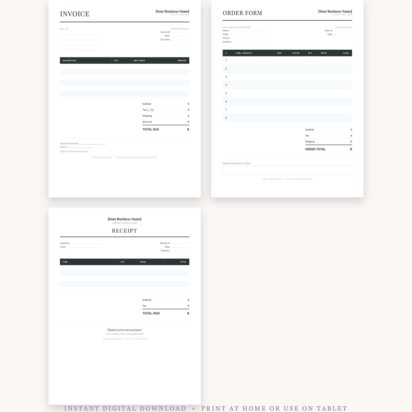 Invoice & Order Form Template Bundle