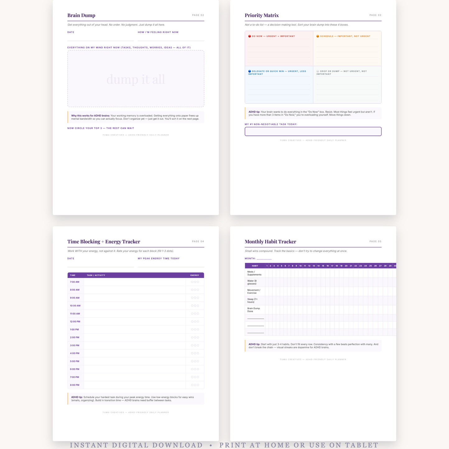 ADHD-Friendly Daily Planner System