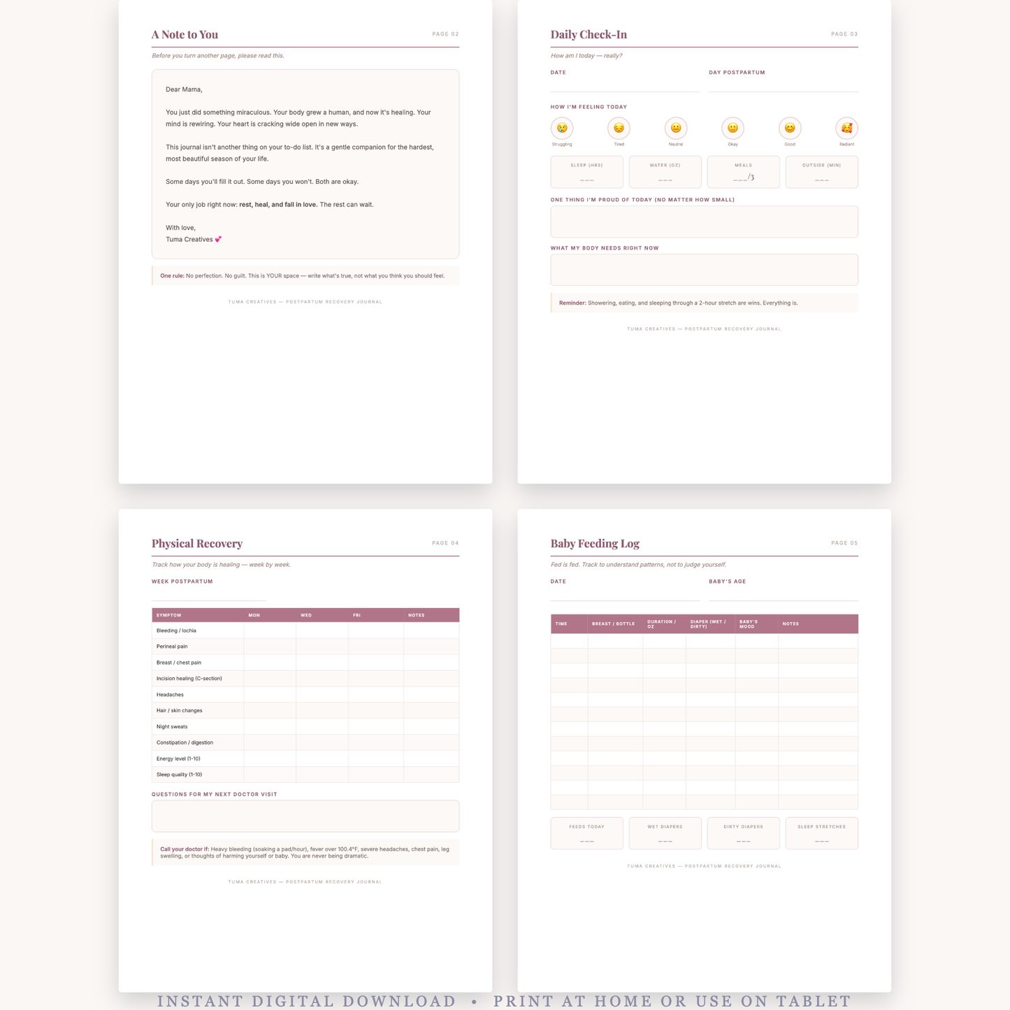 Postpartum Recovery Journal