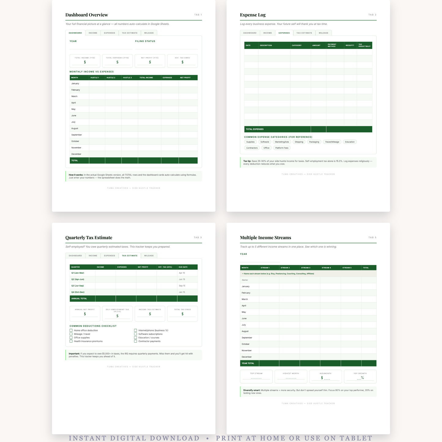Side Hustle Income & Expense Tracker