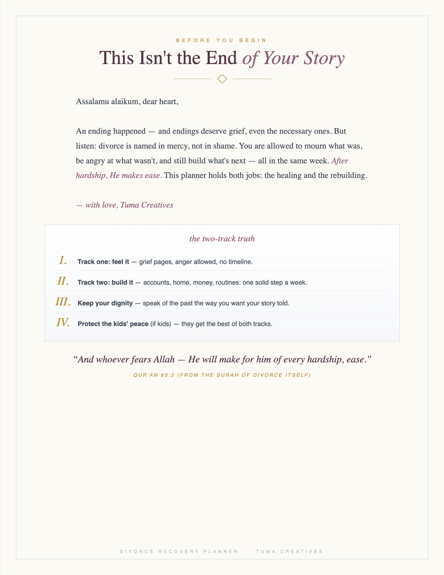 Divorce Recovery Planner — The two-track truth