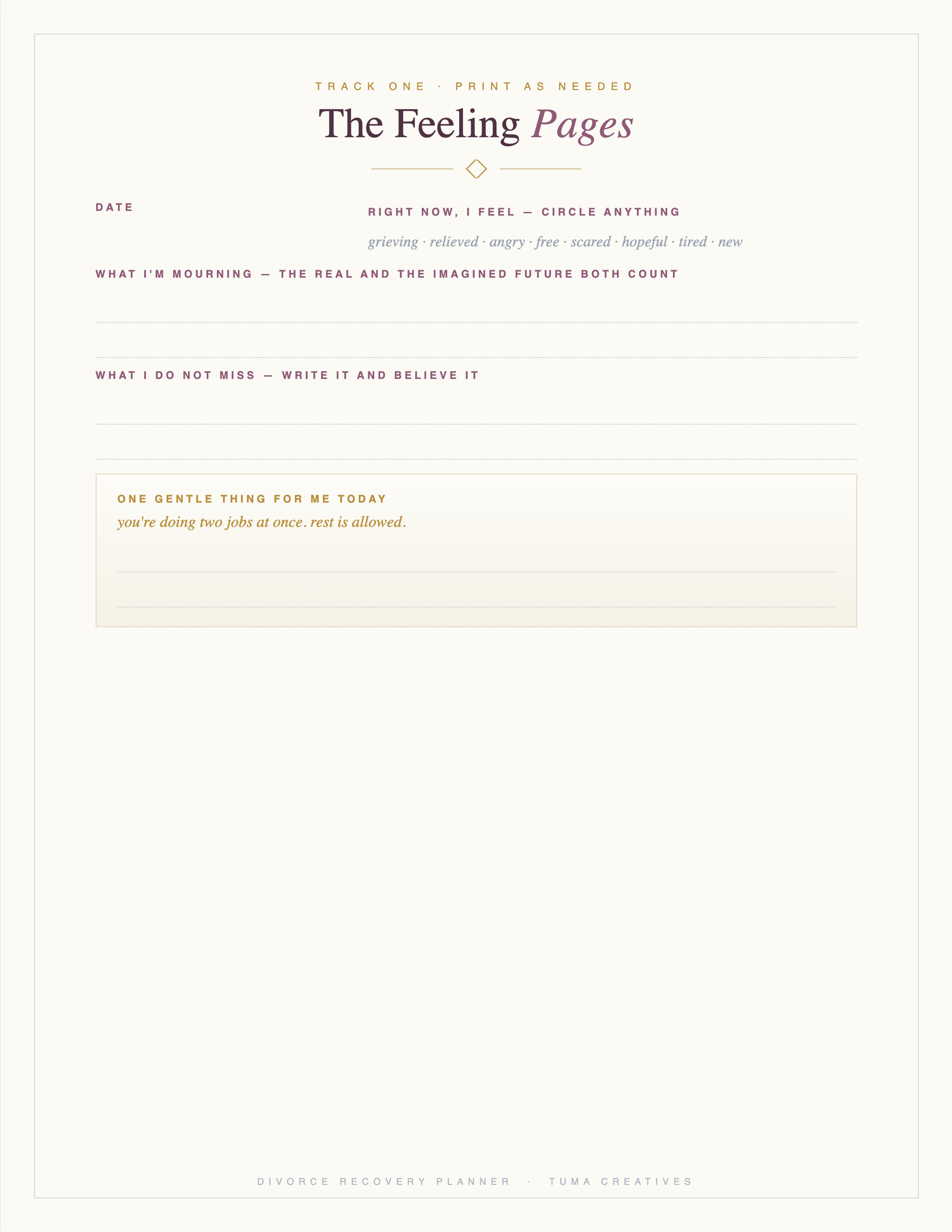 Divorce Recovery Planner — The Feeling Pages
