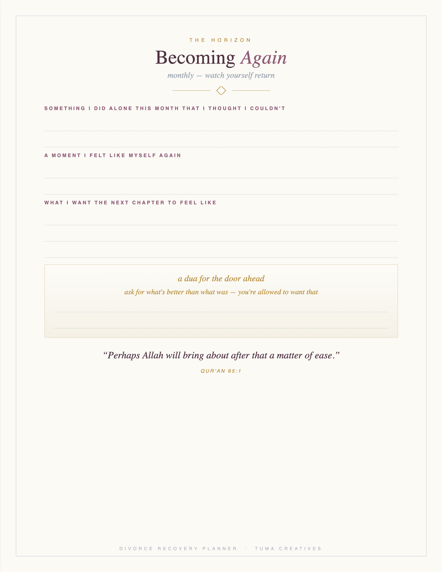Divorce Recovery Planner — Becoming Again