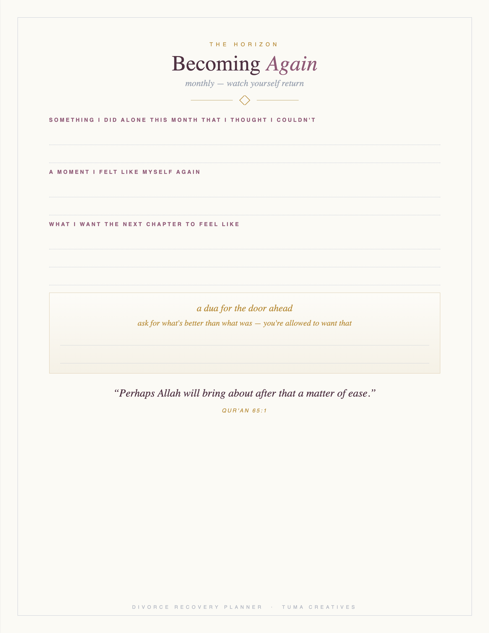 Divorce Recovery Planner — Becoming Again