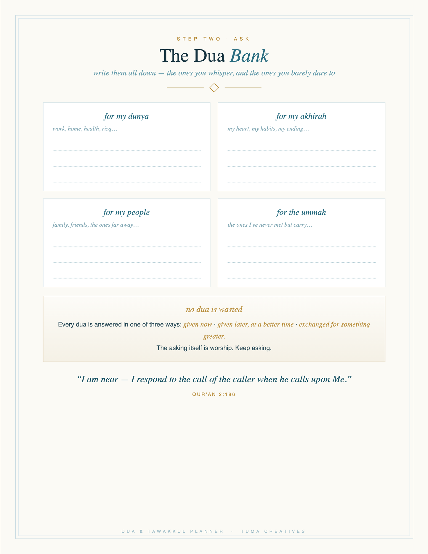 Dua & Tawakkul Planner — The Dua Bank