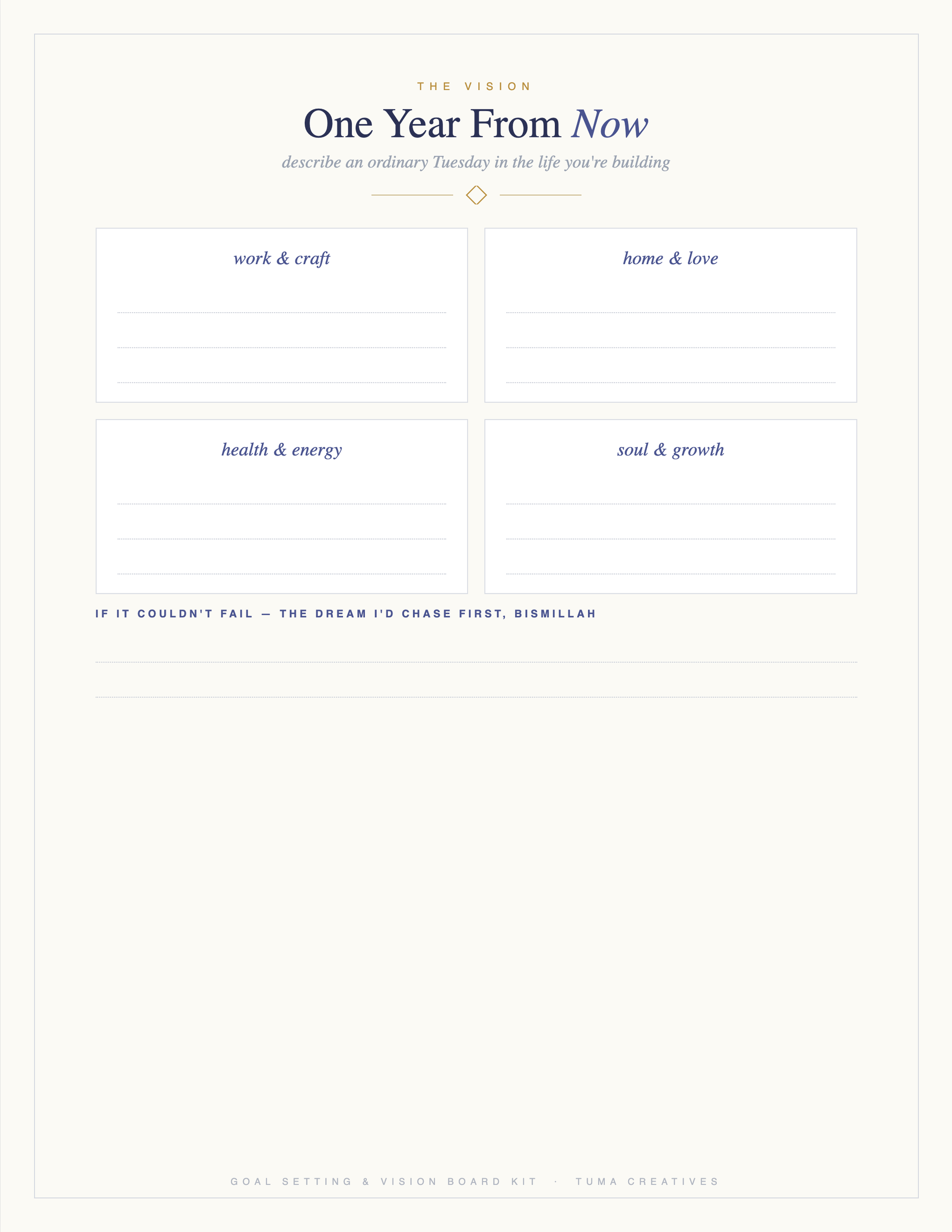 Goal Setting & Vision Board Kit — One Year From Now — vision