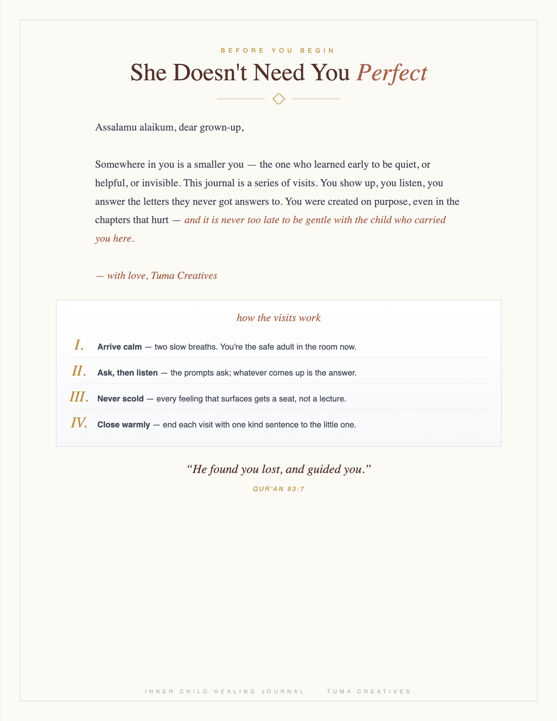 Inner Child Healing Journal — How the visits work
