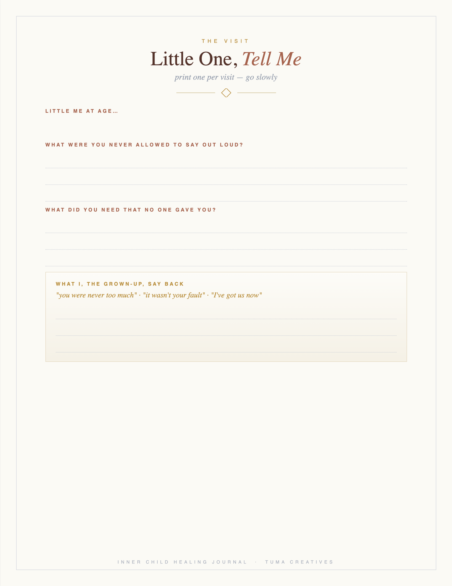 Inner Child Healing Journal — Little One Tell Me — visit page