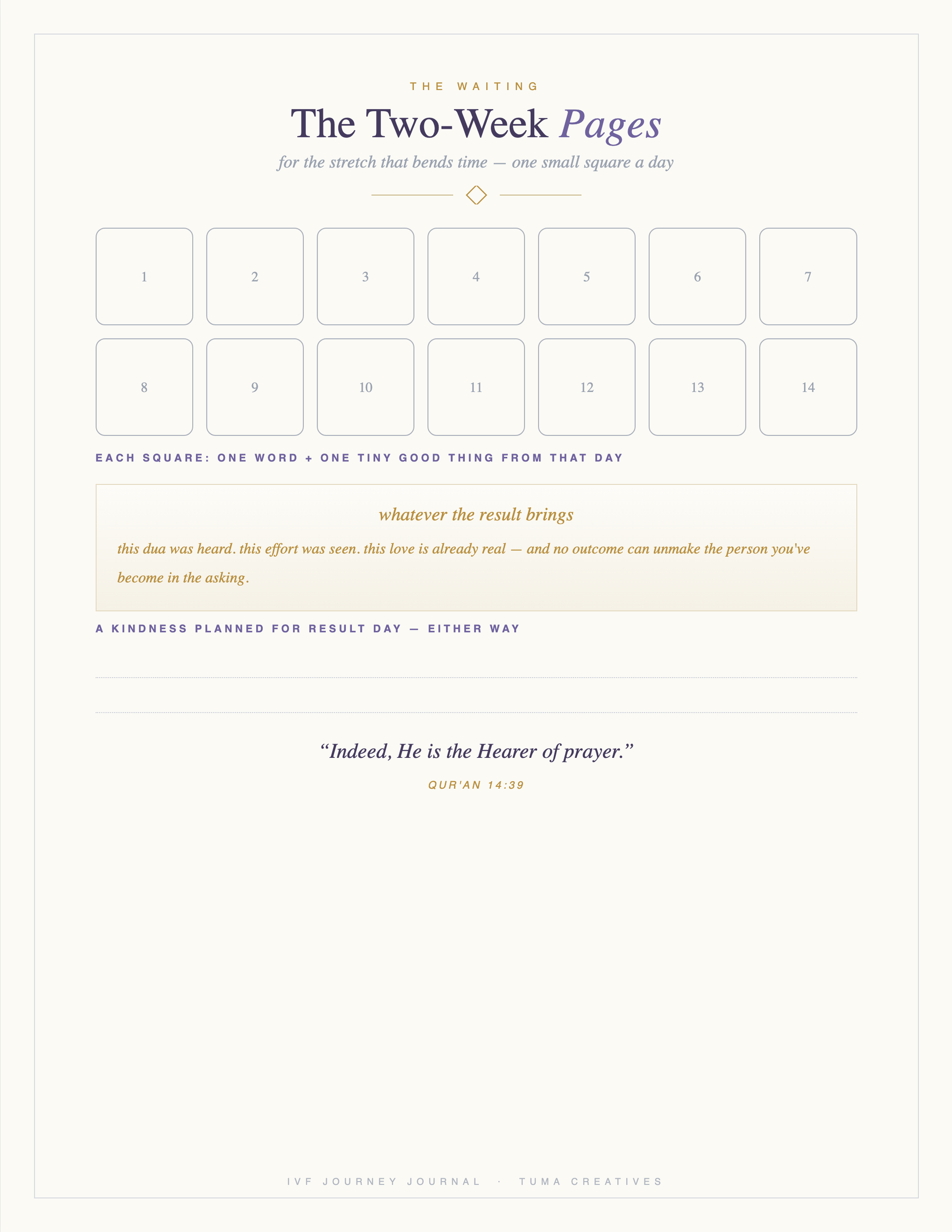 IVF Journey Journal — The Two-Week Pages