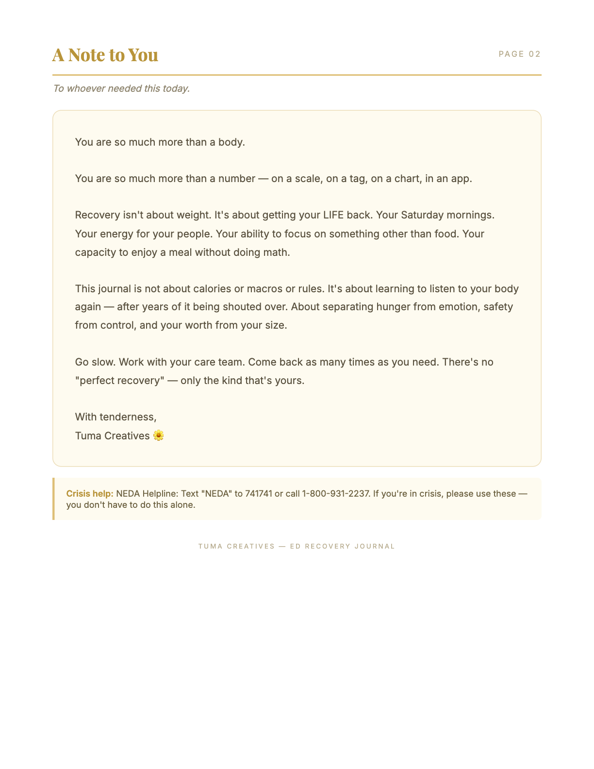 Eating Disorder Recovery Journal