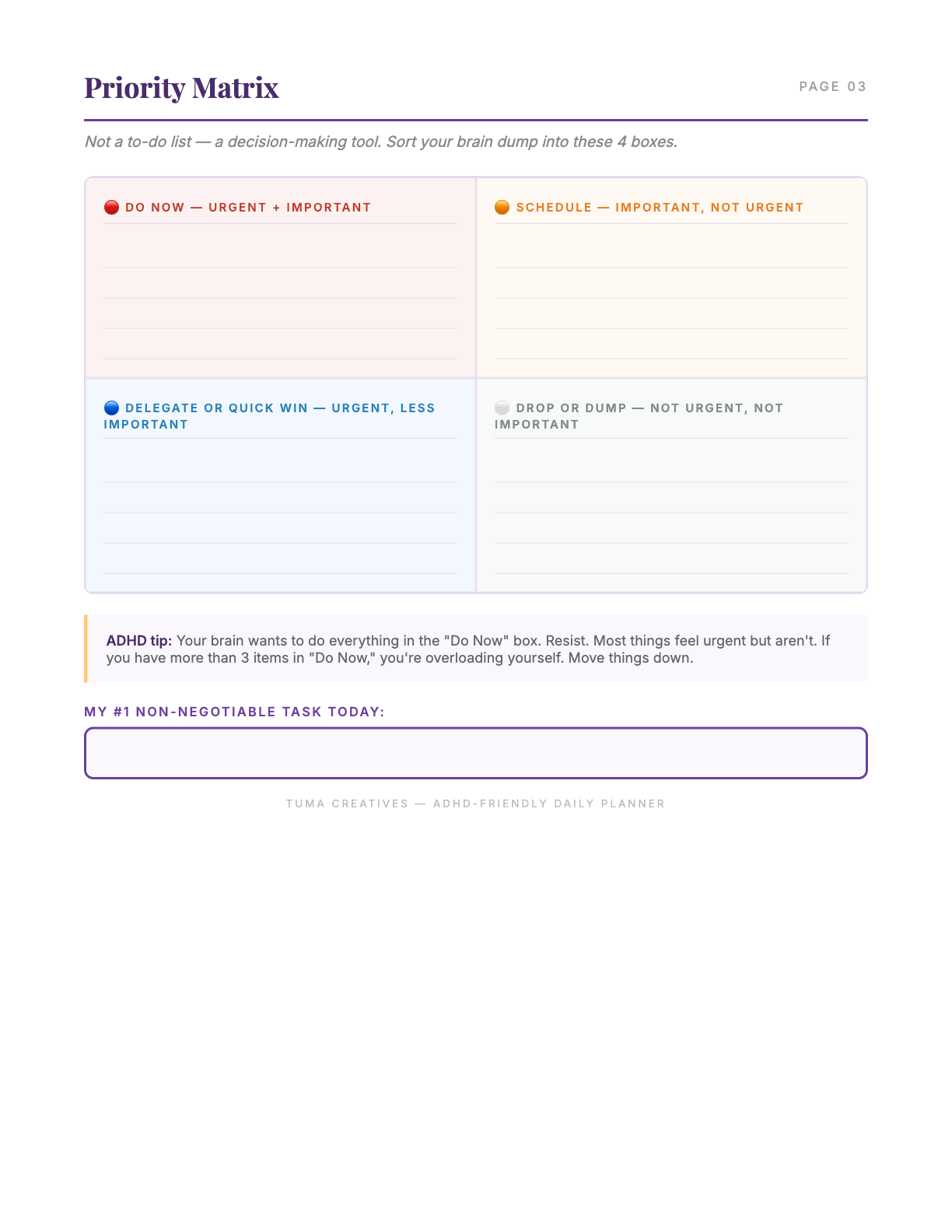 ADHD-Friendly Daily Planner System