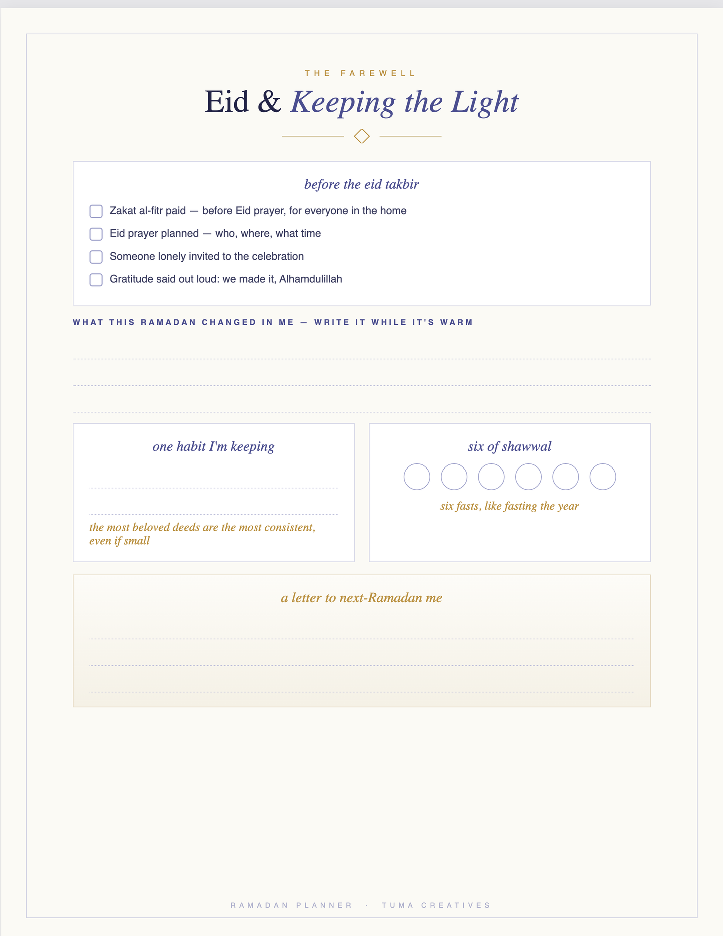 Ramadan Planner — Eid & Keeping the Light