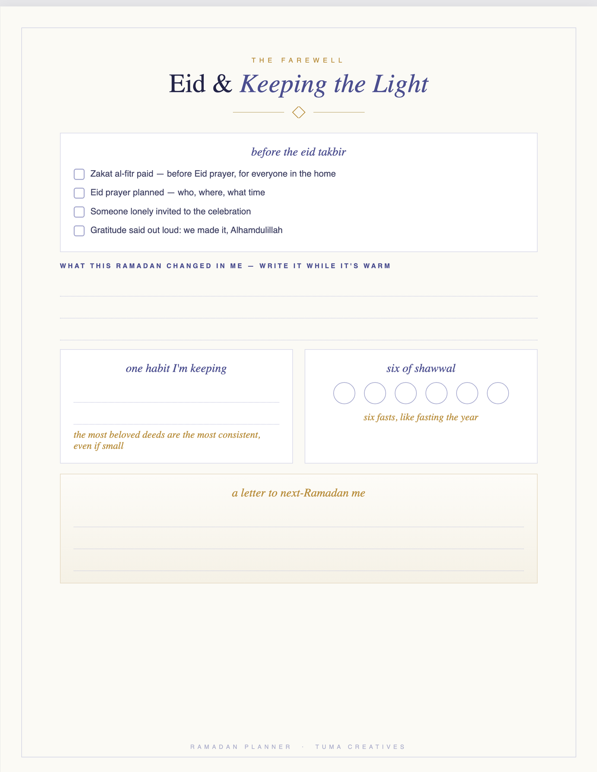 Ramadan Planner — Eid & Keeping the Light