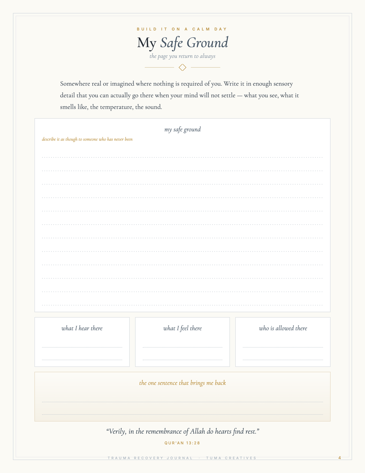 Trauma Recovery Journal — inside pages