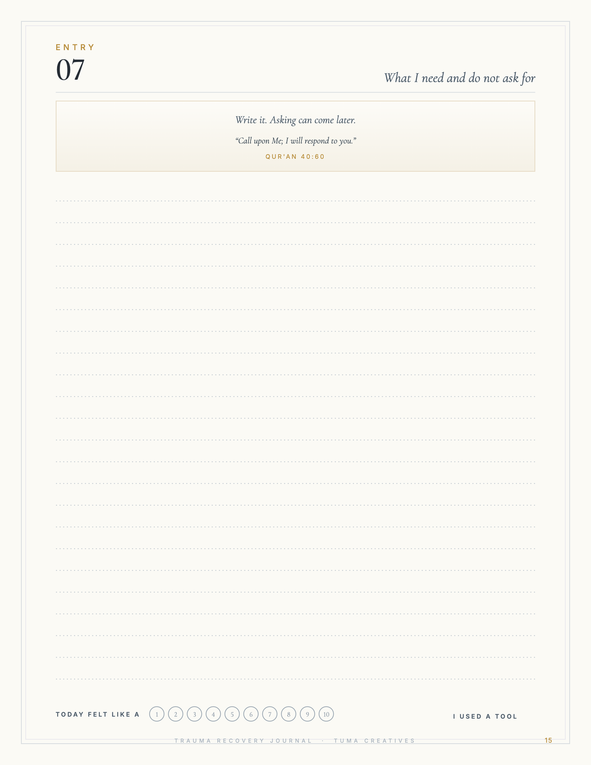 Trauma Recovery Journal — trackers