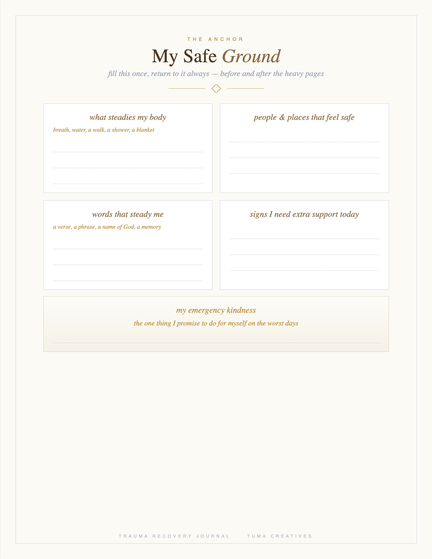 Trauma Recovery Journal — My Safe Ground — anchor page