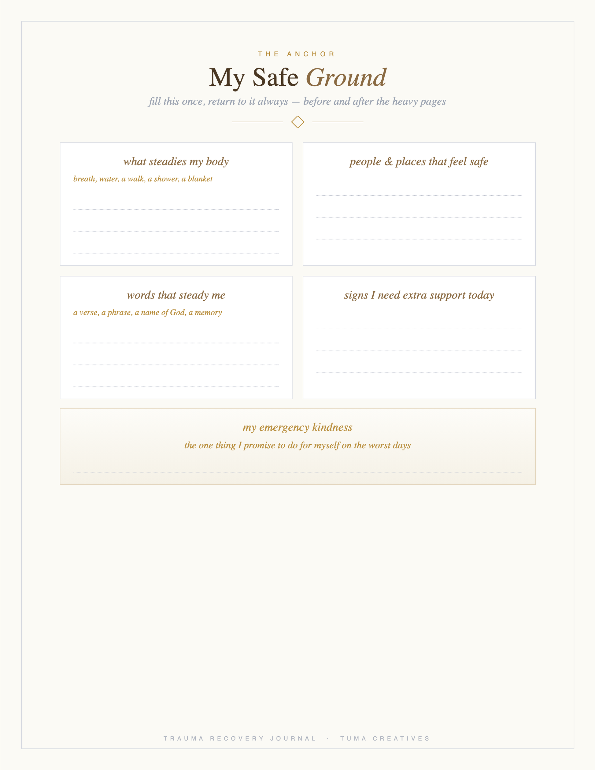 Trauma Recovery Journal — My Safe Ground — anchor page
