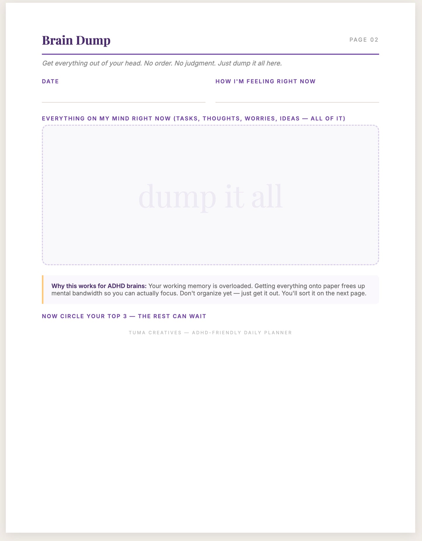 ADHD-Friendly Daily Planner System