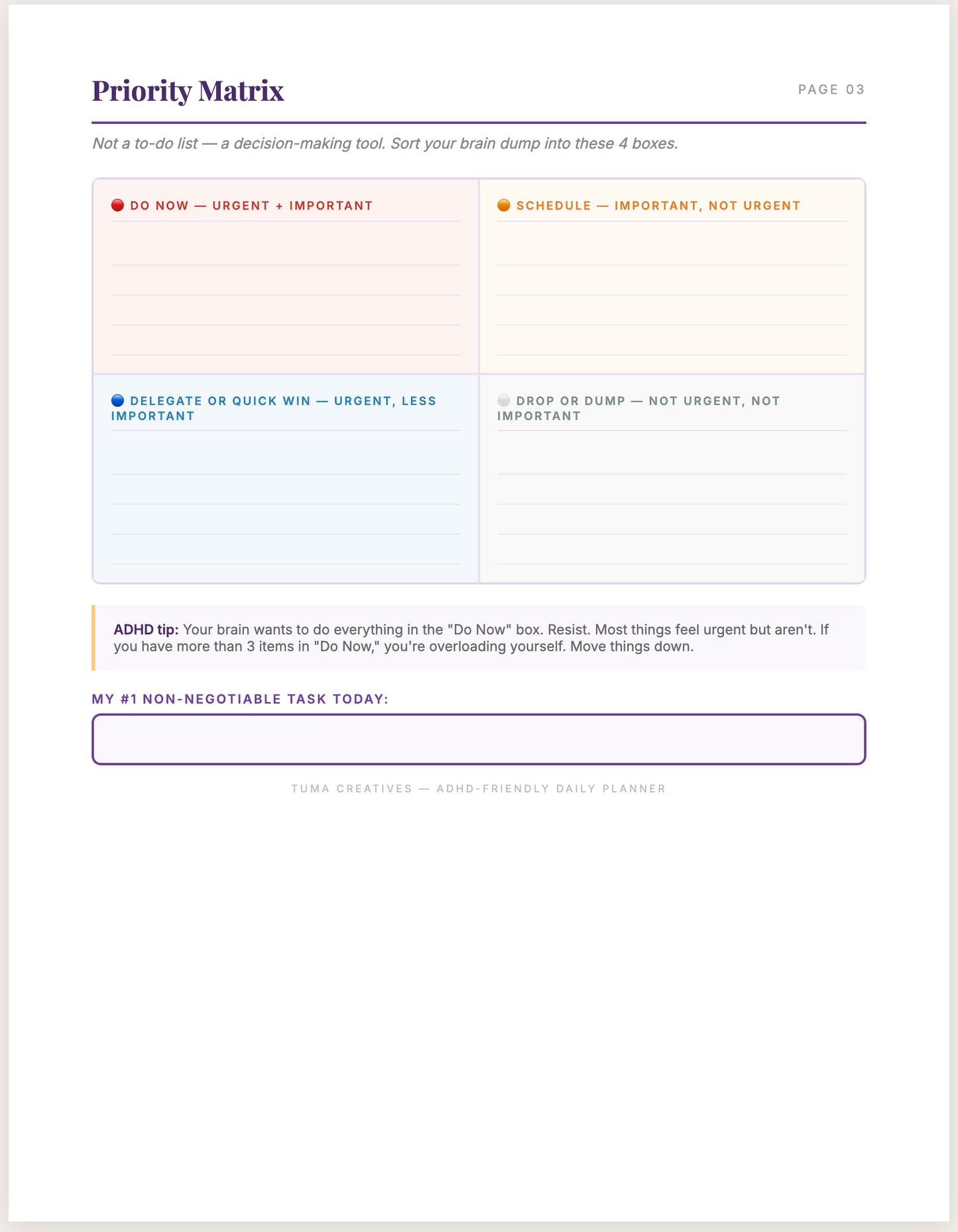 ADHD-Friendly Daily Planner System