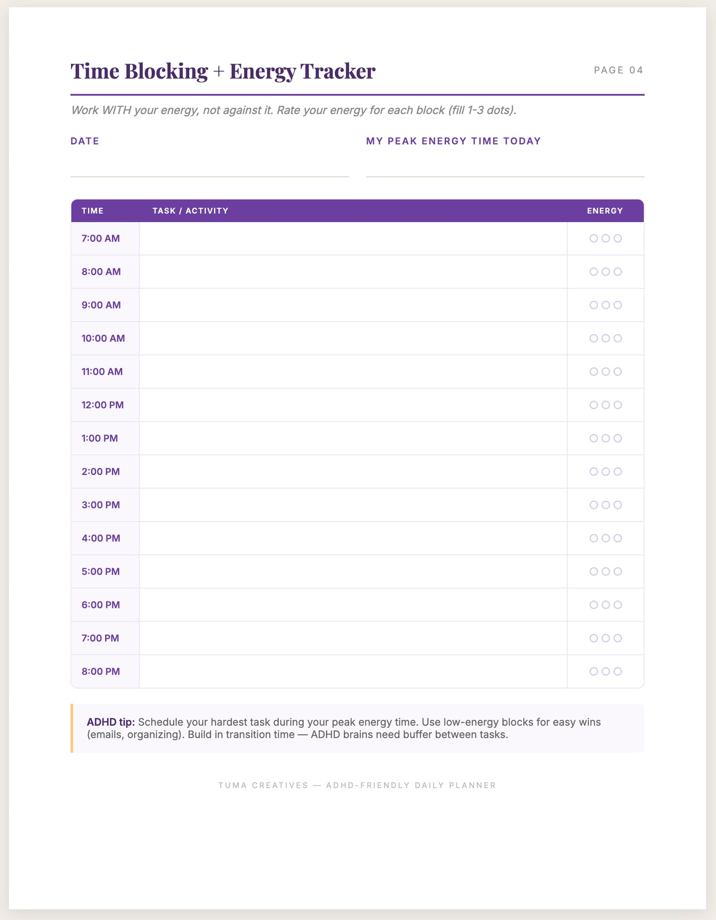 ADHD-Friendly Daily Planner System