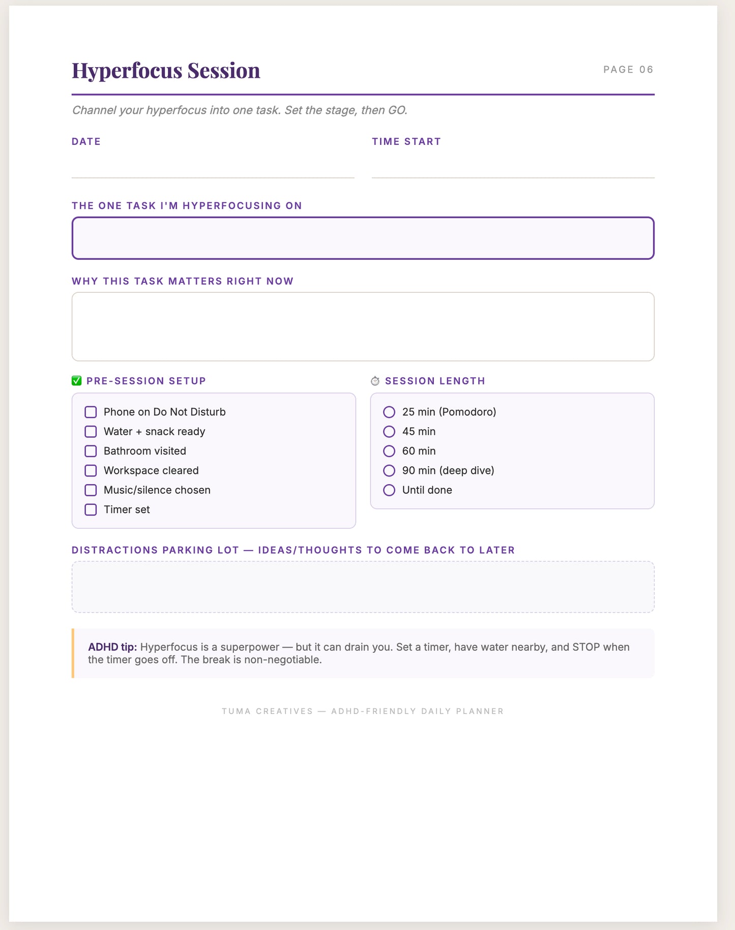 ADHD-Friendly Daily Planner System