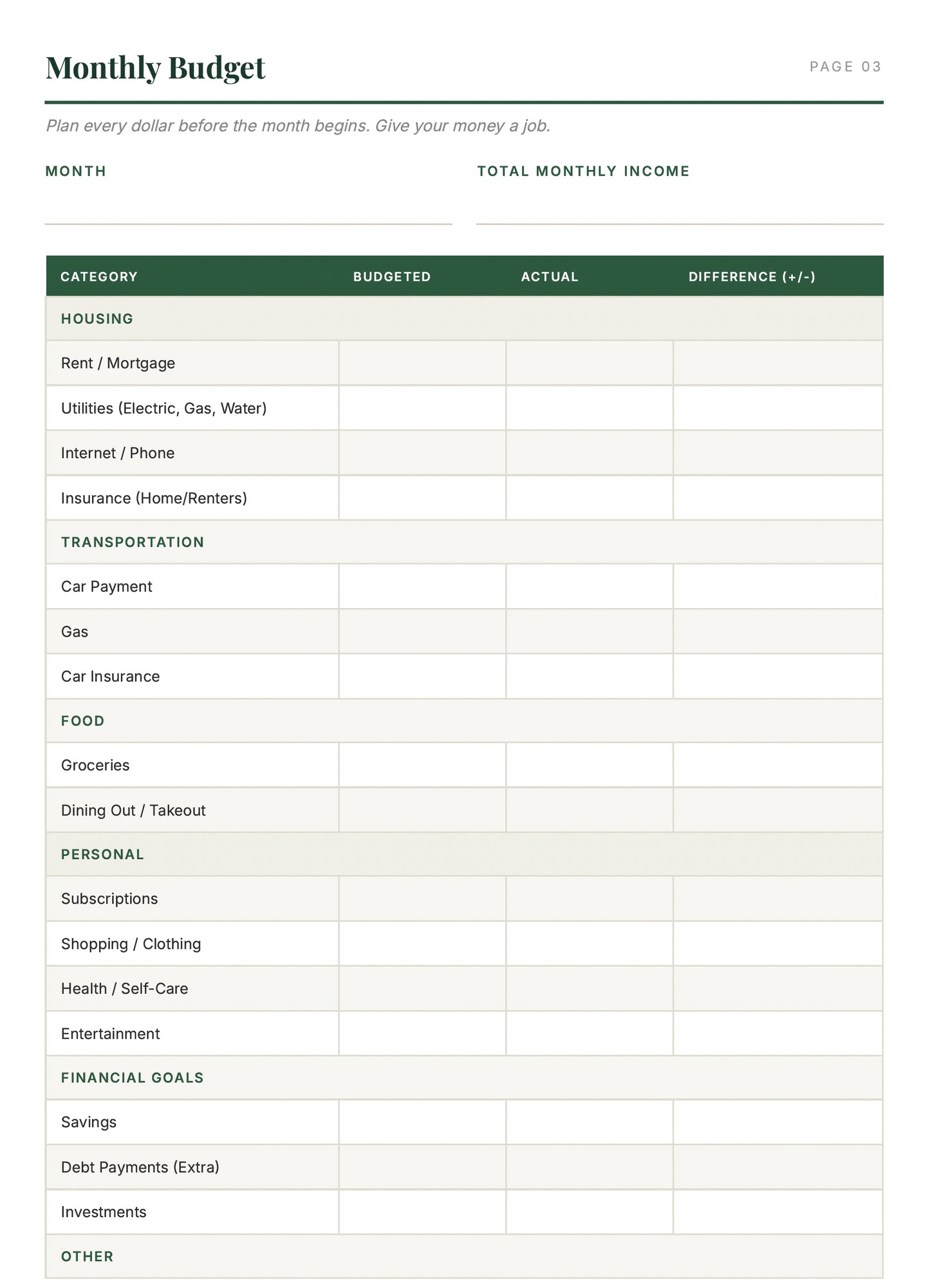 Budget & Financial Planner