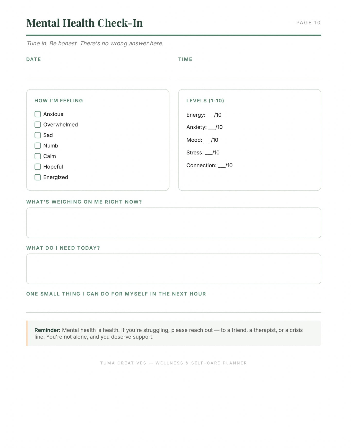 Wellness & Self-Care Planner
