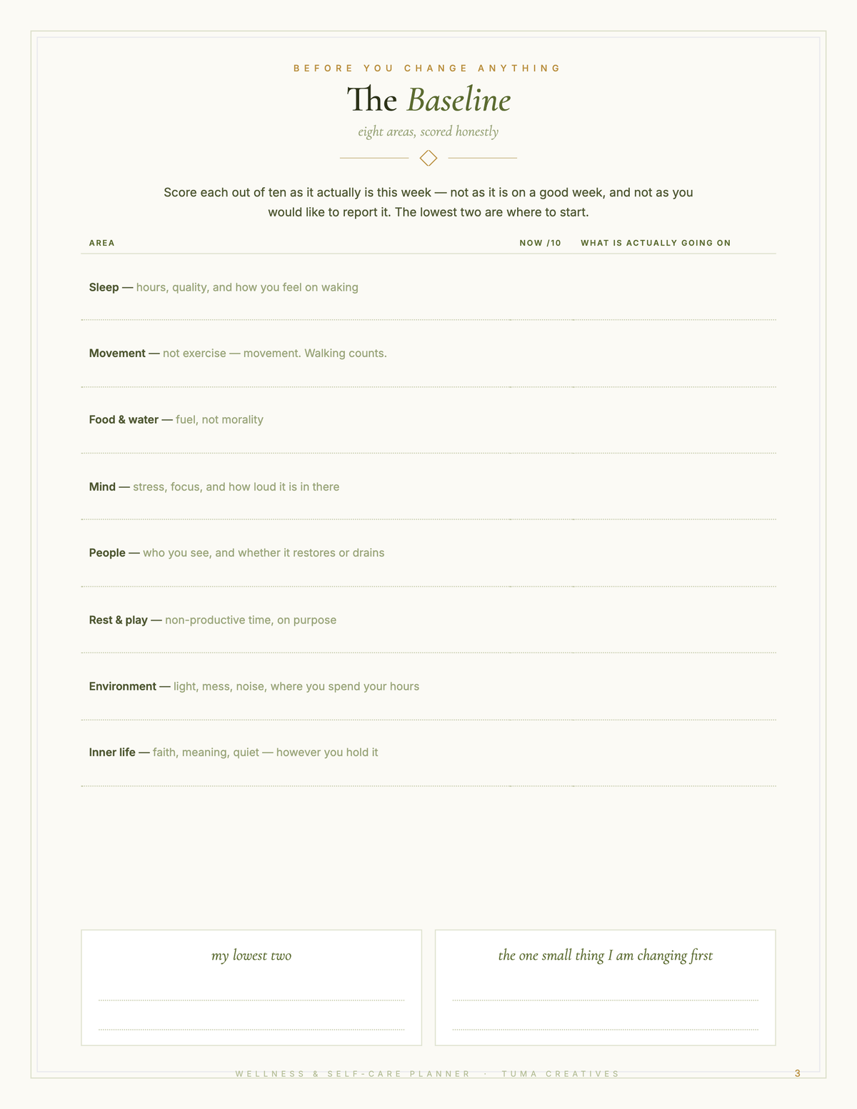Wellness & Self-Care Planner — inside pages